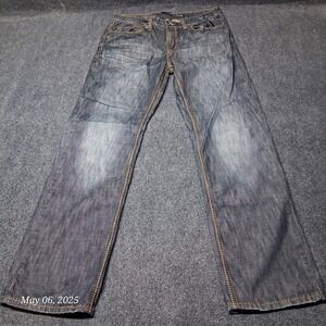 Helix Jeans Men Size 34x32 Blue Straight Leg‎ Regular Fit Low Rise Whiskered